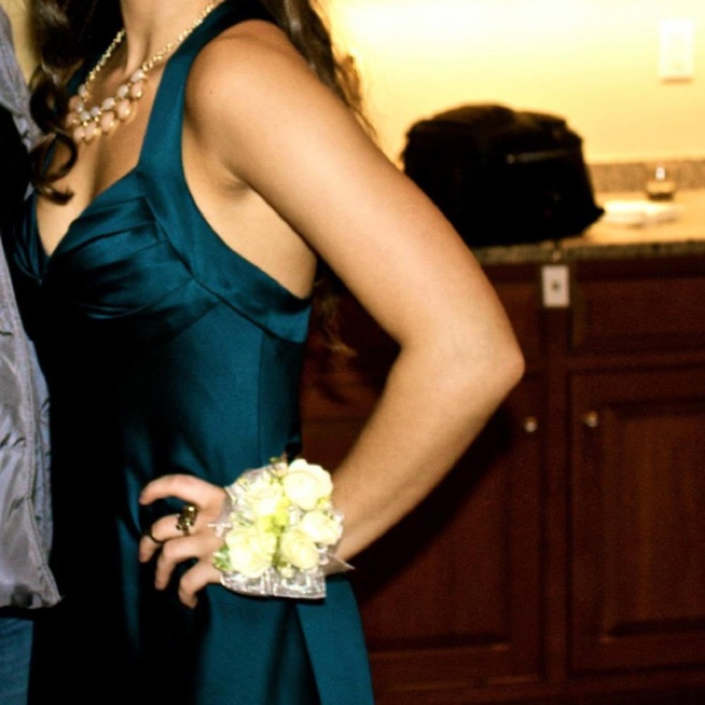 Calvin Klein navy satin gown